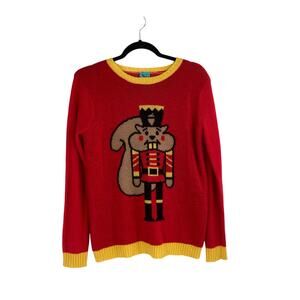 Chipmunk Christmas Nutcracker Red Yellow Ugly Sweater Funny Small Women’s